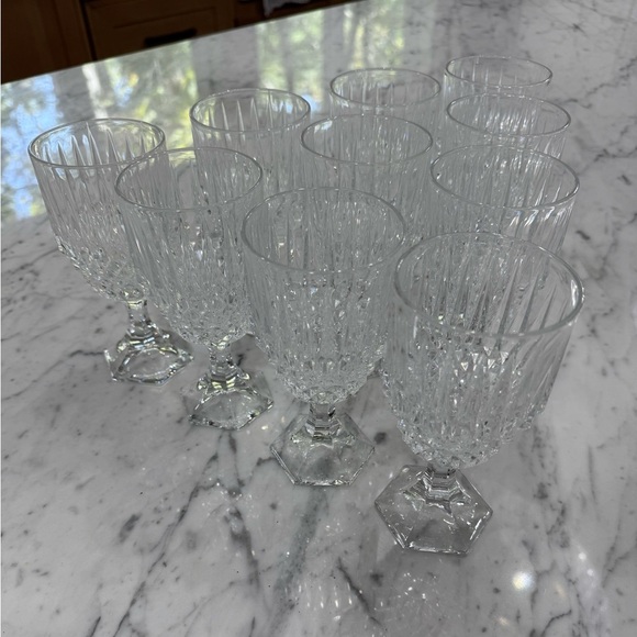 Vintage NEW Stratton Fostoria Lead Crystal Wine Glasses Set of 10 - Picture 4 of 8